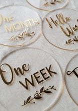 Load image into Gallery viewer, Clear Acrylic Milestone Discs with Gold Details