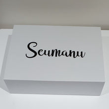 Load image into Gallery viewer, Black Zavier font on White Box with Magnetic Lid