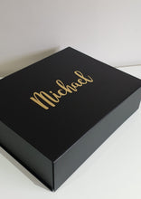 Load image into Gallery viewer, Gold Zavier font on Black Gift Box with Magnetic Lid