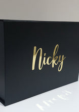 Load image into Gallery viewer, Gold Zavier font on Black Gift Box with Magnetic Lid