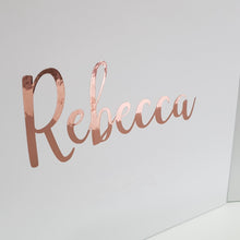 Load image into Gallery viewer, Rose Gold Zavier font on White Box with Magnetic Lid