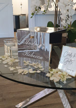 Load image into Gallery viewer, Silver mirrored wedding wishing well personalised with white names and date