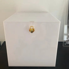 Load image into Gallery viewer, White acrylic wishing well with gold lock and key
