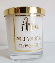 Load image into Gallery viewer, Will you be my Flower Girl candle in gold
