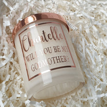 Load image into Gallery viewer, Will you be my Godmother candle in rose gold
