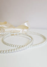 Load image into Gallery viewer, Pearl Stefana Wedding Crowns with Ivory Satin Ribbon
