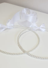 Load image into Gallery viewer, Florence Stefana Wedding Crowns with white satin ribbon
