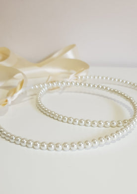 Pearl Stefana Wedding Crowns with ivory satin ribbon