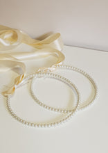 Load image into Gallery viewer, Pearl Stefana Wedding Crowns with ivory satin ribbon
