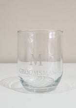 Load image into Gallery viewer, Groomsman Scotch Glass with etched look initial and title.
