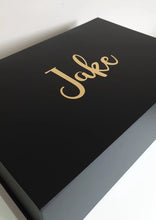 Load image into Gallery viewer, Gold Zavier font on Black Gift Box with Magnetic Lid
