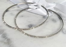 Load image into Gallery viewer, Princess Stefana Wedding Crowns with White Satin Ribbon. Double row of silver crystal diamontes.
