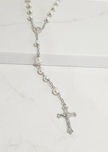 Load image into Gallery viewer, Silver and Pearl Rosary Beads
