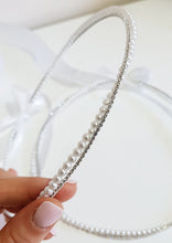 Load image into Gallery viewer, Paris Stefana Wedding Crowns. White Pearls intertwined with silver crystals.
