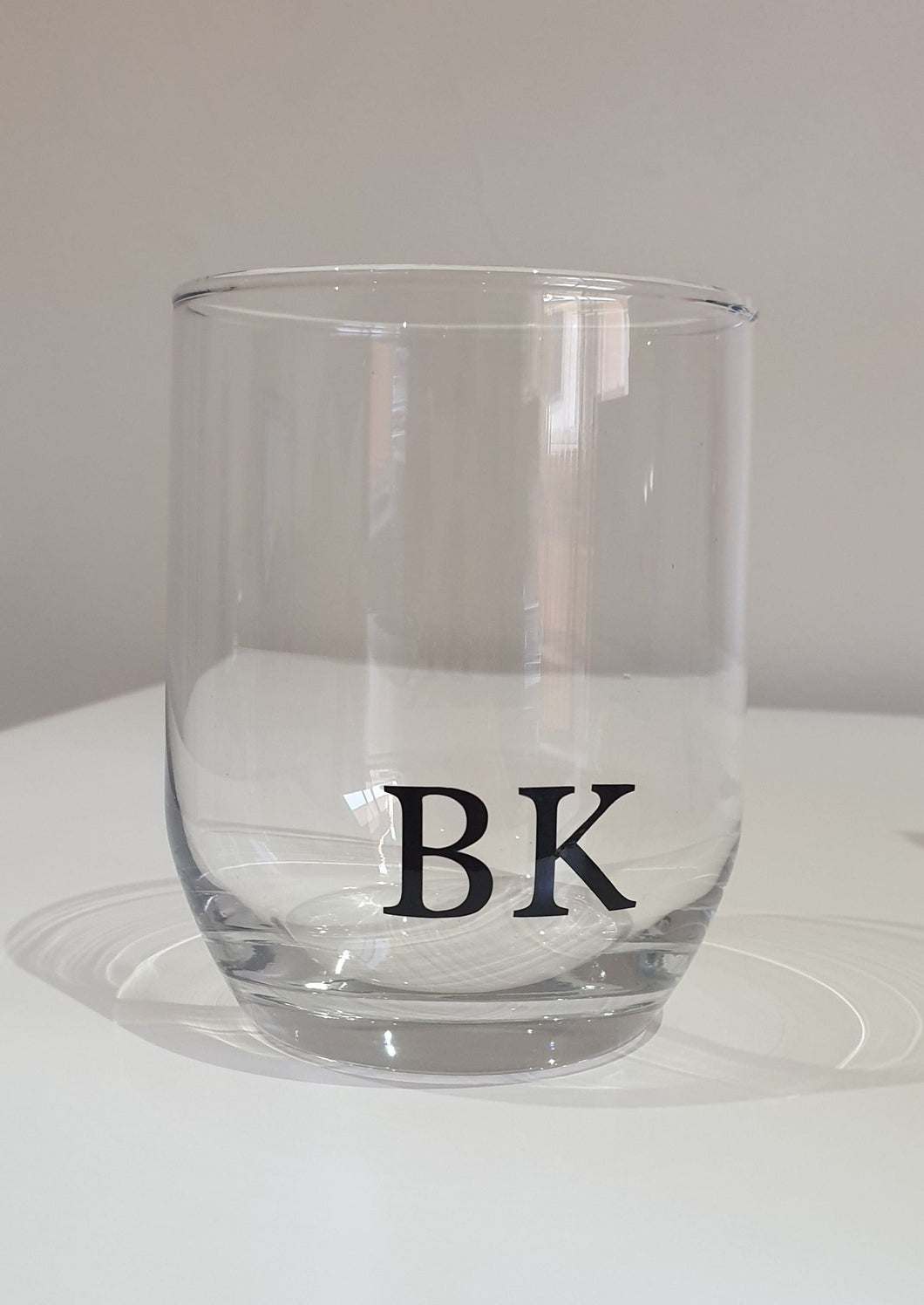 Scotch Glass with Black Initials