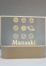 Load image into Gallery viewer, Planets Night Light with warm white lighting and personalised name
